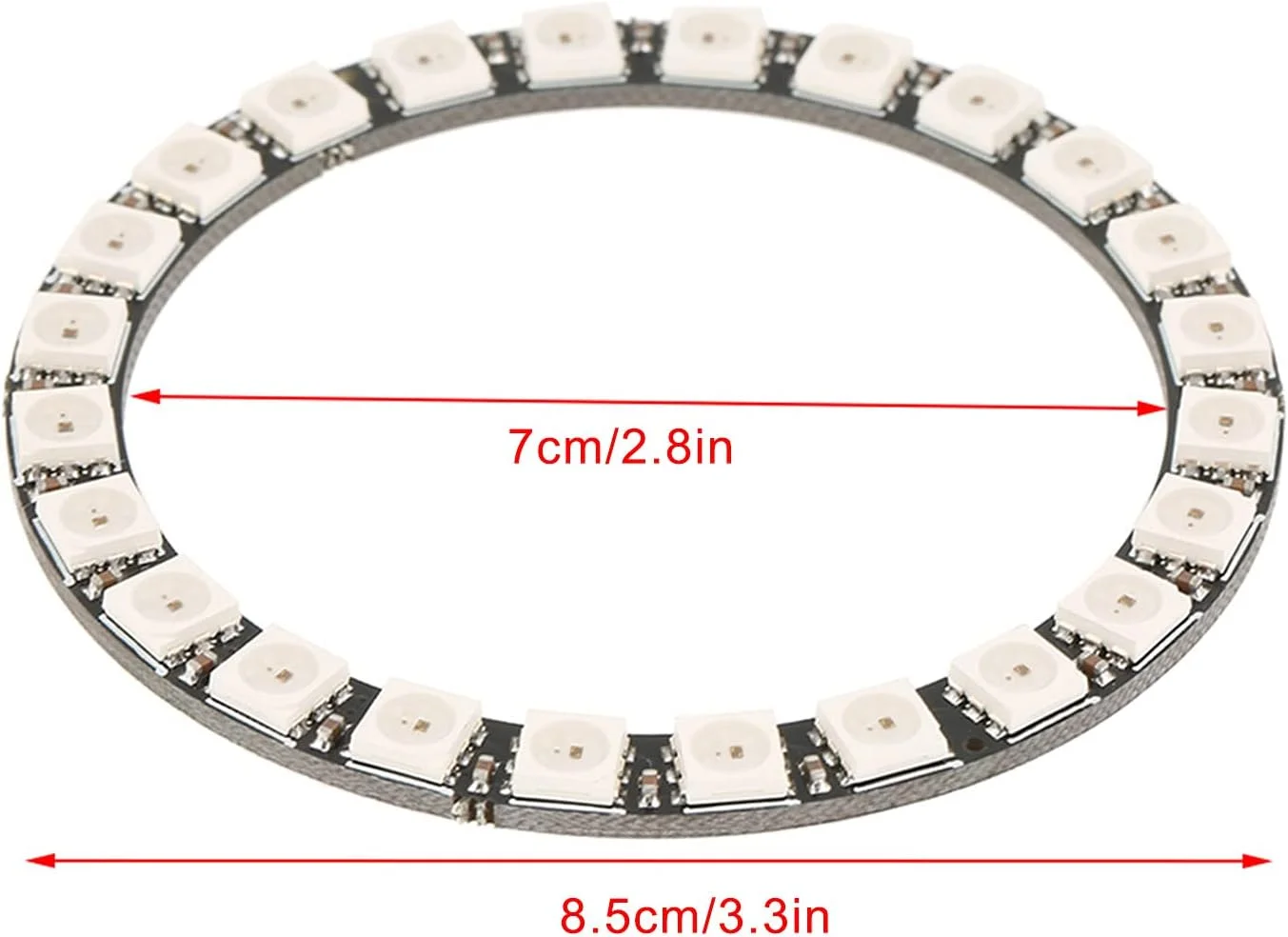 حلقه نئوپیکسل 24 LED دیود، آردوینو 5050، چراغ تکی، 24 بیتی، حلقه LED RGB 5050، چراغ عکاسی و فیلمبرداری با درایورهای یکپارچه حلقه نئوپیکسل 24 LED دیود، آردوینو 5050، چراغ تکی، 24 بیتی، حلقه LED RGB 5050، چراغ عکاسی و فیلمبرداری با درایورهای یکپارچه