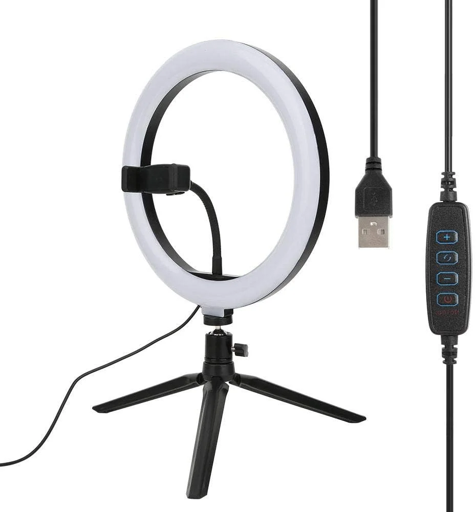 کیت نور حلقه ای پلاستیکی، نور پرکننده دوربین، نور حلقه ای دیمر دار، نور عکاسی برای پخش زنده، ولاگ و آرایش