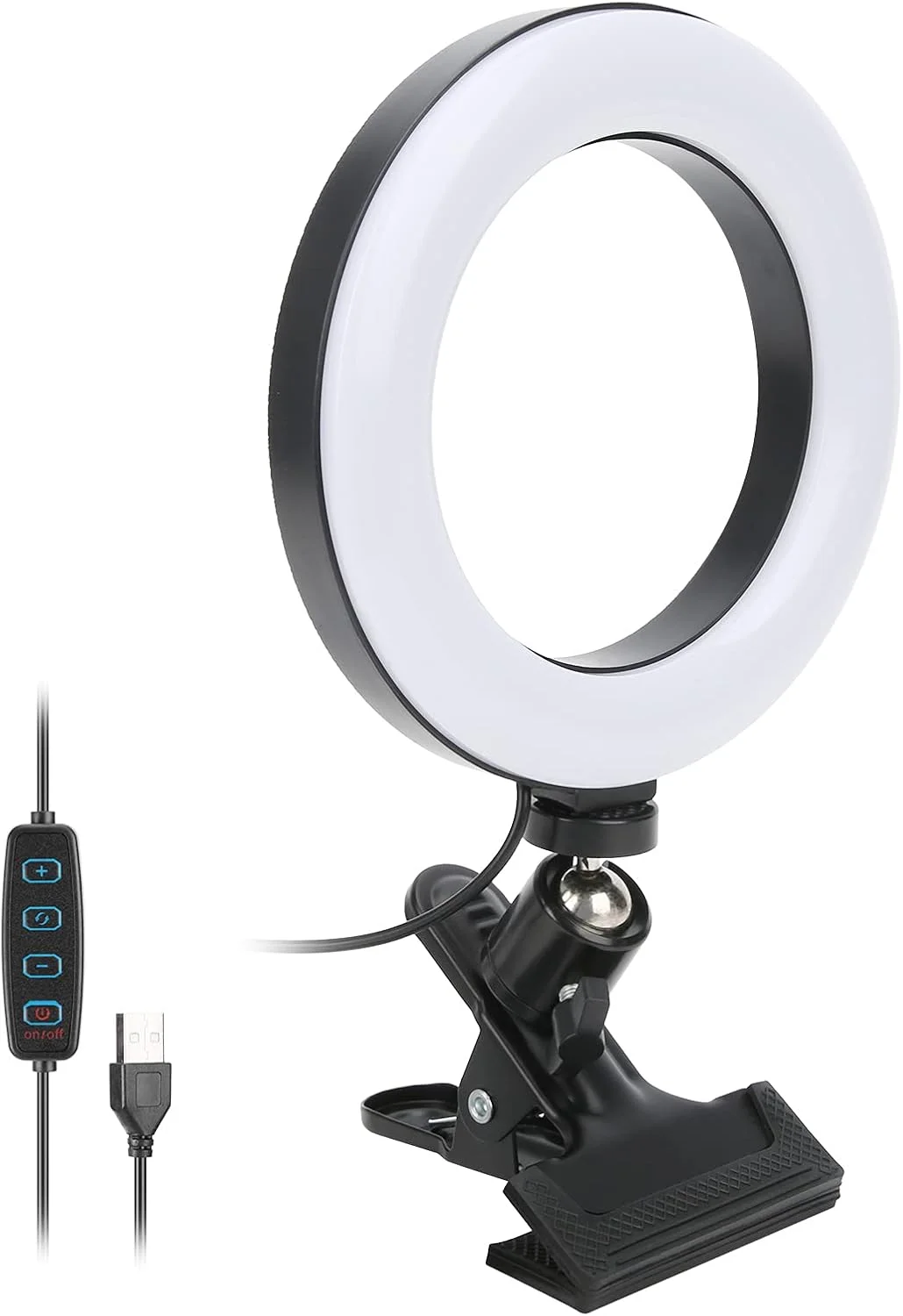 نور حلقه ای کنفرانس ویدیویی، نور پر کننده 6 اینچی برای پخش زنده کامپیوتر، نورپردازی وب کم قابل تنظیم با گیره، دمای رنگ 3000-5800K، برای کار از راه دور، ویدیو، آرایش