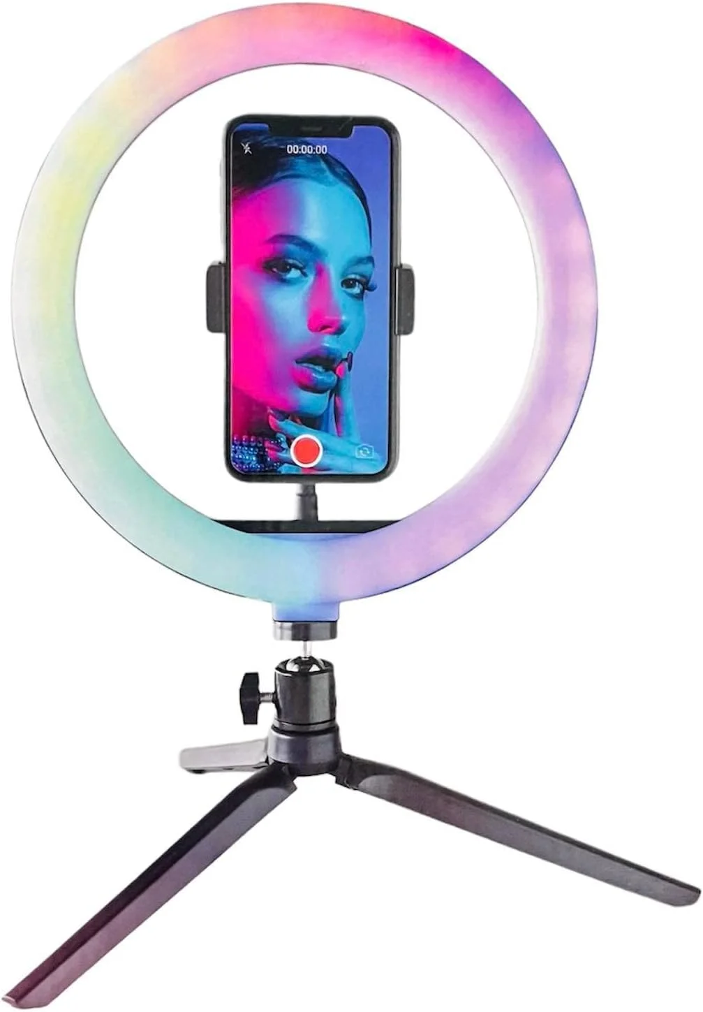 نور حلقه ای LED رومیزی با 15 حالت رنگی RGB روی پایه با چرخش 360 درجه