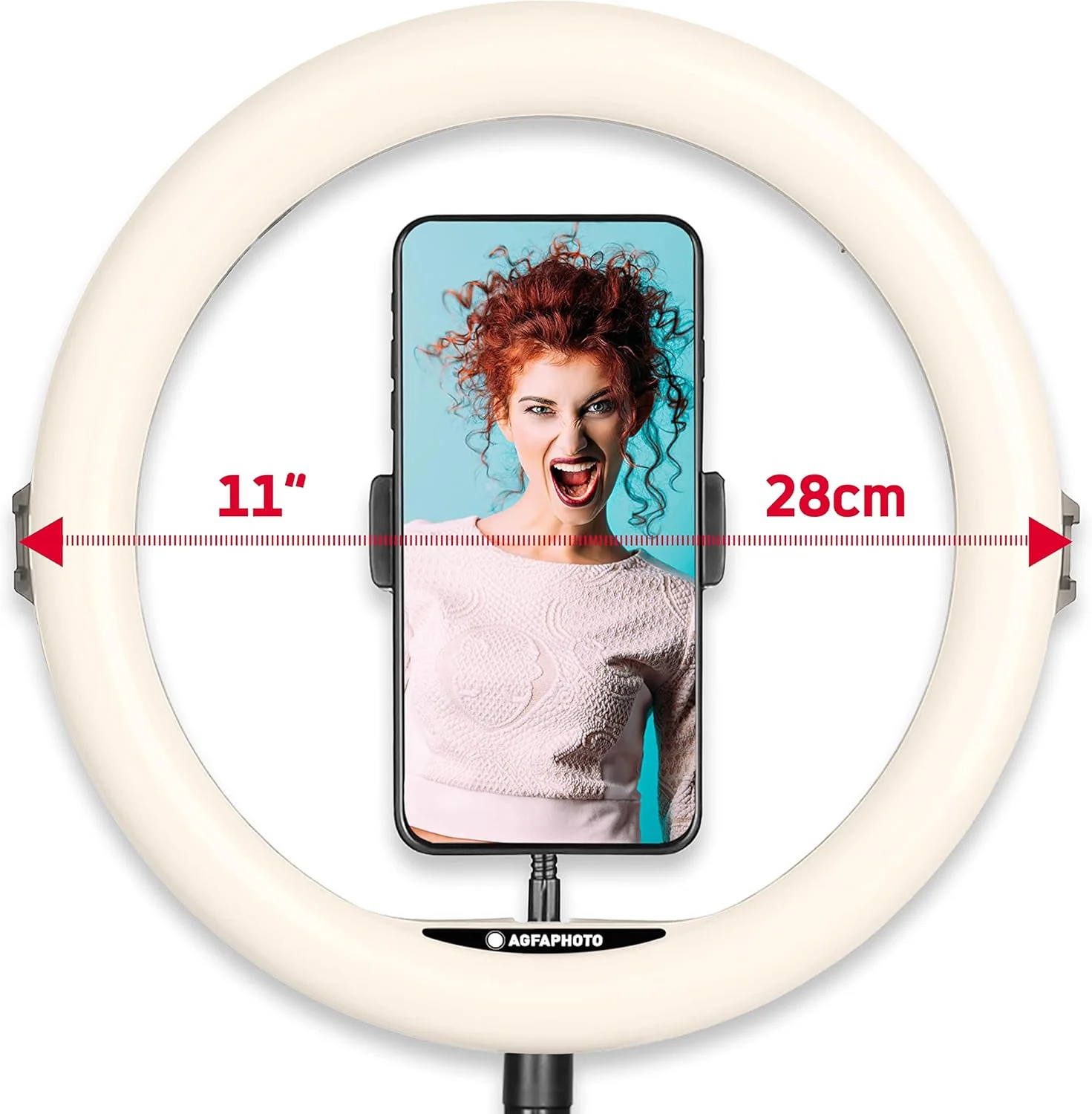 حلقه نور AgfaPhoto Ring Light Realiview ARL11 به همراه سه پایه - نور LED برای تلفن، عکس، سلفی، ویدیو، یوتیوب، آرایش حلقه نور AgfaPhoto Ring Light Realiview ARL11 به همراه سه پایه - نور LED برای تلفن، عکس، سلفی، ویدیو، یوتیوب، آرایش
