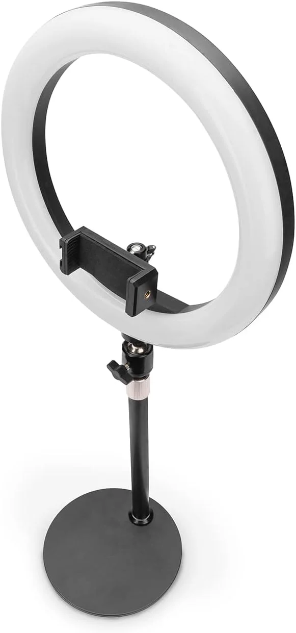 نور حلقوی LED دایره‌ای 10 اینچی DIGITUS با پایه رومیزی قابل افزایش و نگهدارنده