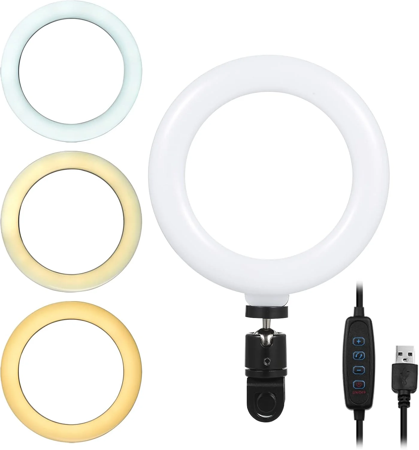 نور حلقه ای 6 اینچی برای لپ تاپ، نور پر کننده ویدیو گیره ای کامپیوتر، نور زنده زیبایی حلقه ای برای جلسات زوم، آرایش، سلفی (قابل تنظیم نور و تغذیه از طریق USB)