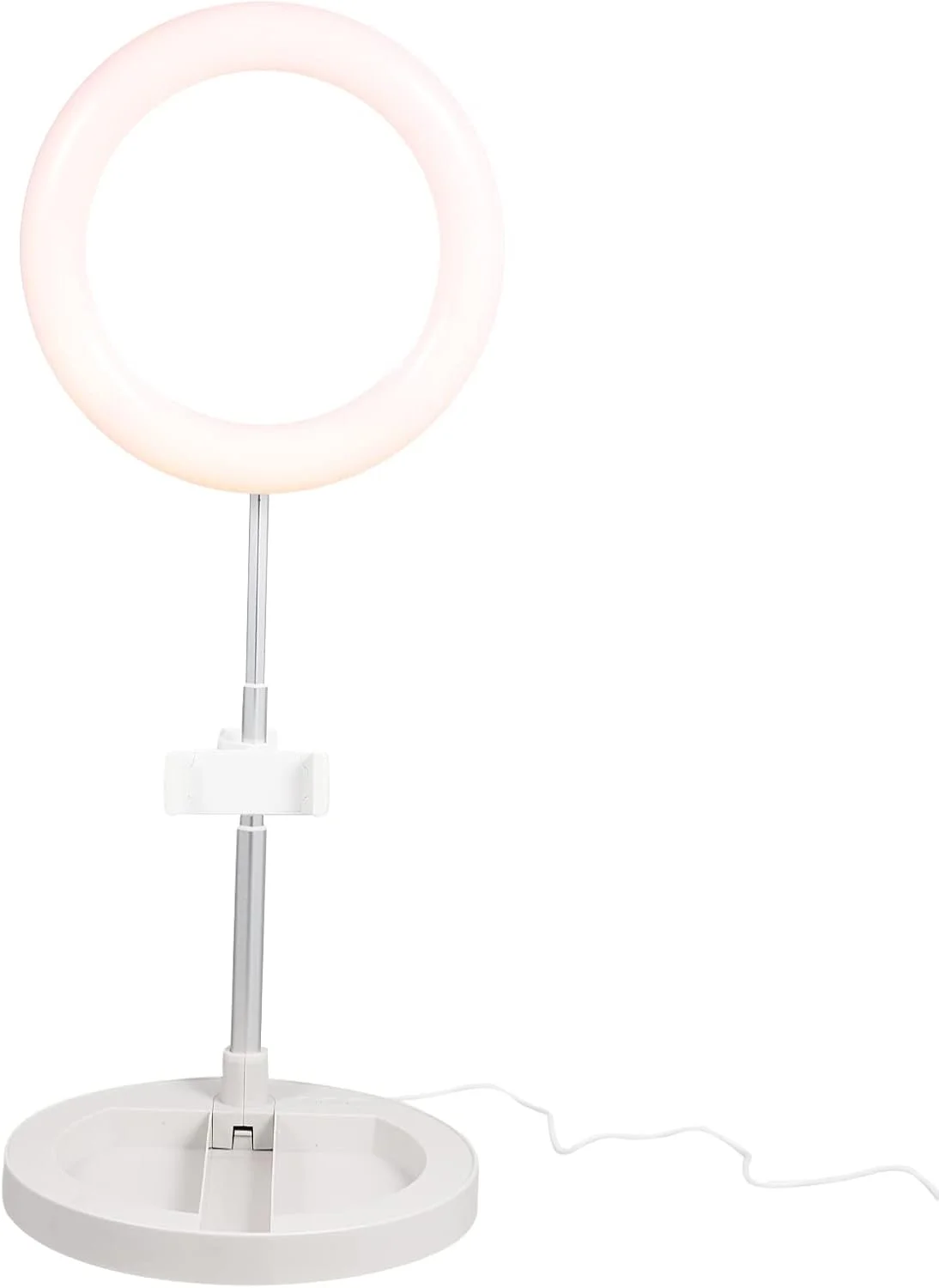 حلقه نور با پایه قابل تنظیم و نگهدارنده تلفن همراه، نور کوچک LED برای عکاسی، فیلمبرداری، آرایش و پخش زنده، رنگ صورتی