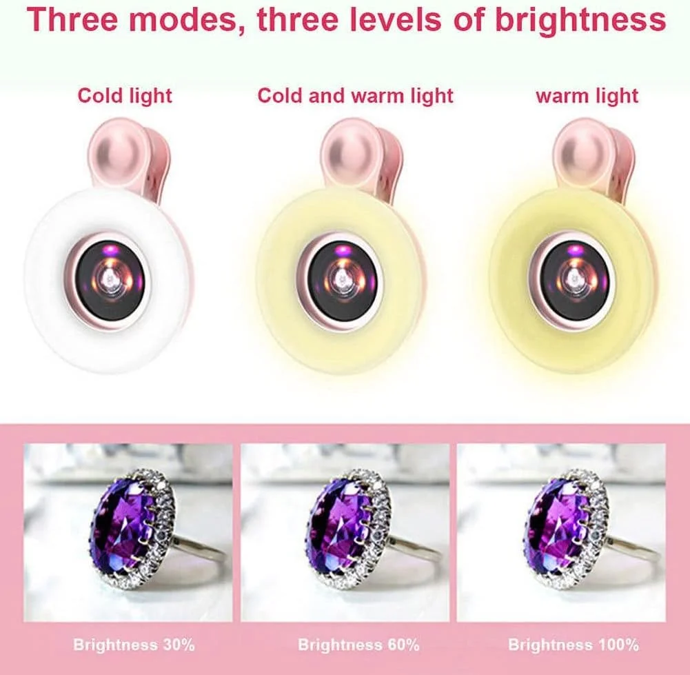 نور سلفی YUEPAO، نور عکاسی، لنز ماکرو، چراغ حلقه ای، کیت لنز تلفن همراه