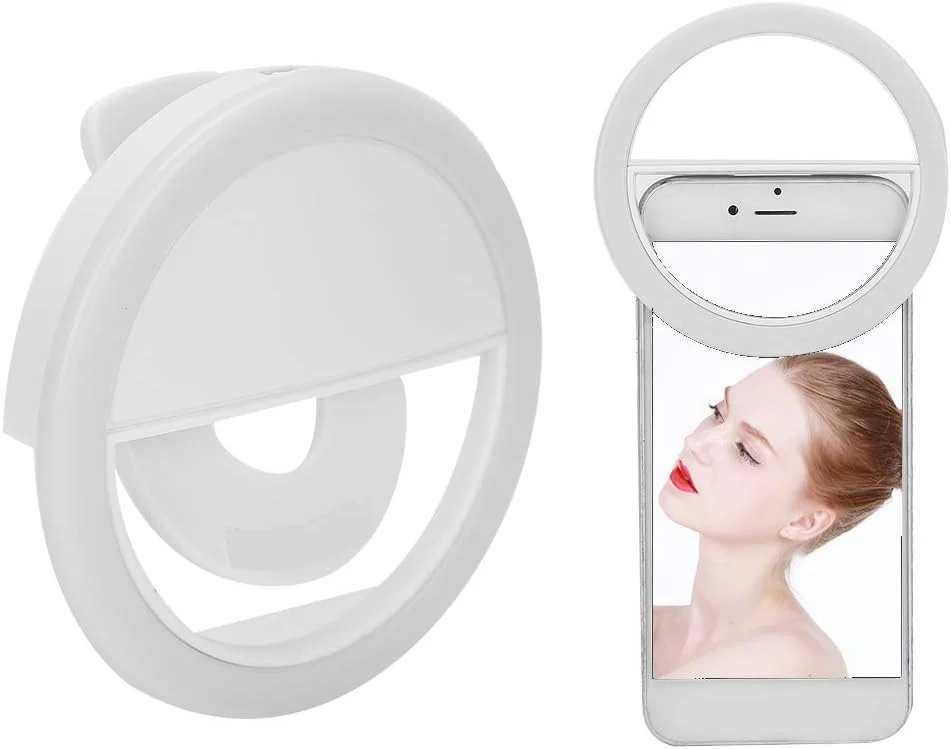 حلقه نور سلفی LED گیره ای، چراغ مکمل نور تلفن همراه قابل شارژ USB، چراغ حلقه ای LED قابل تنظیم برای پخش زنده، تلفن های هوشمند، تبلت ها، آینه های آرایشی