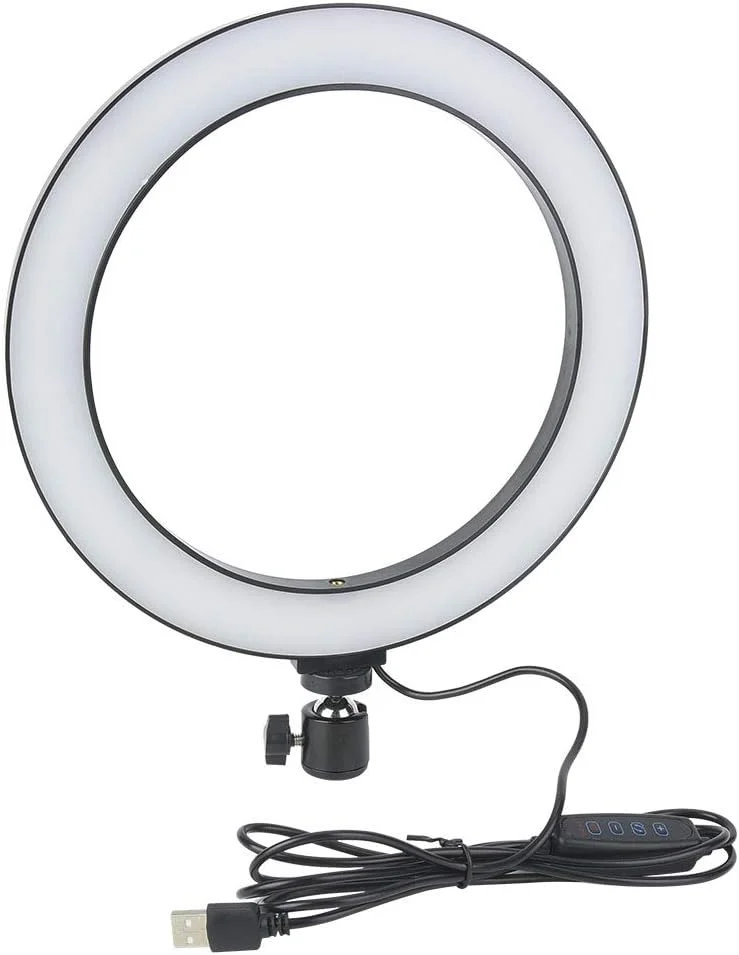 نور ال ای دی، رینگ لایت ال ای دی 10 اینچی مناسب پخش زنده و سلفی، با قابلیت تنظیم نور و 3 حالت نوری (پلاستیکی)