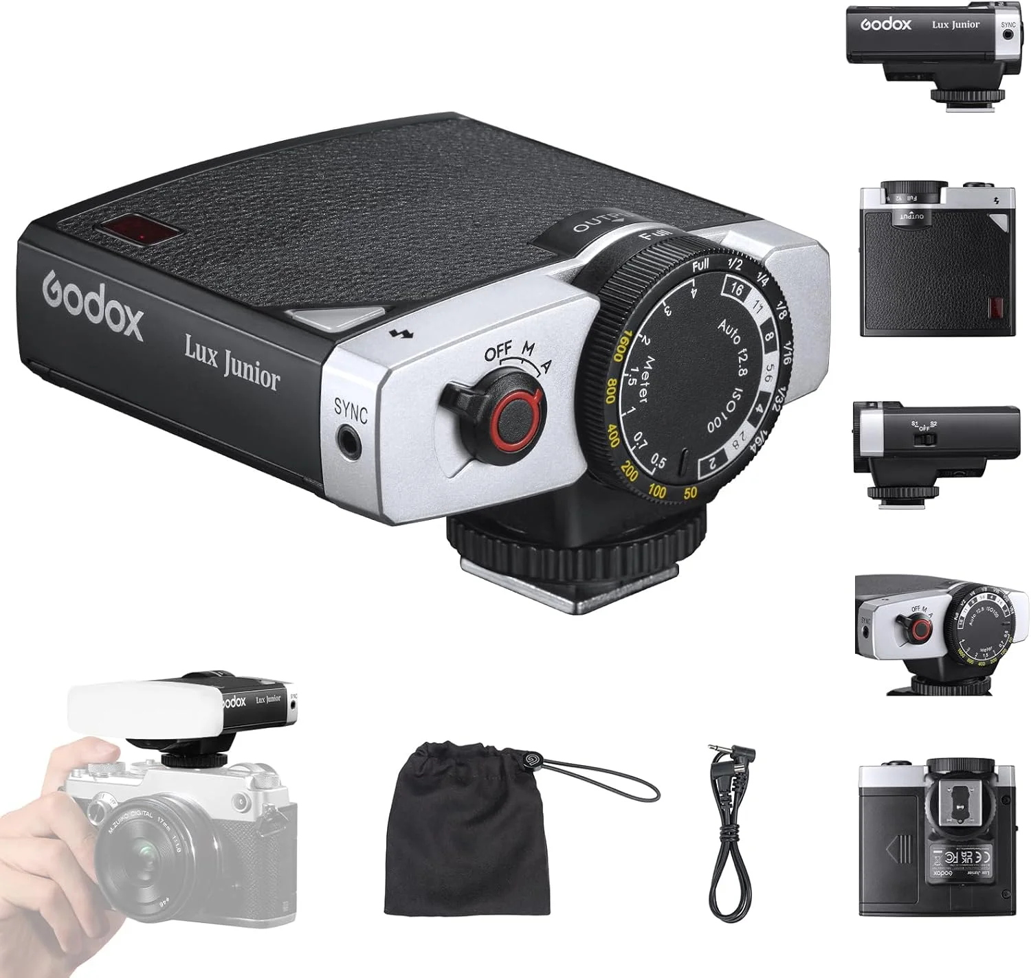 فلاش اسپیدلایت دوربین رترو گودکس Lux Junior سازگار با سونی، کانن، نیکون، فوجی فیلم، الیمپوس، دارای سیستم وایرلس X 2.4G داخلی