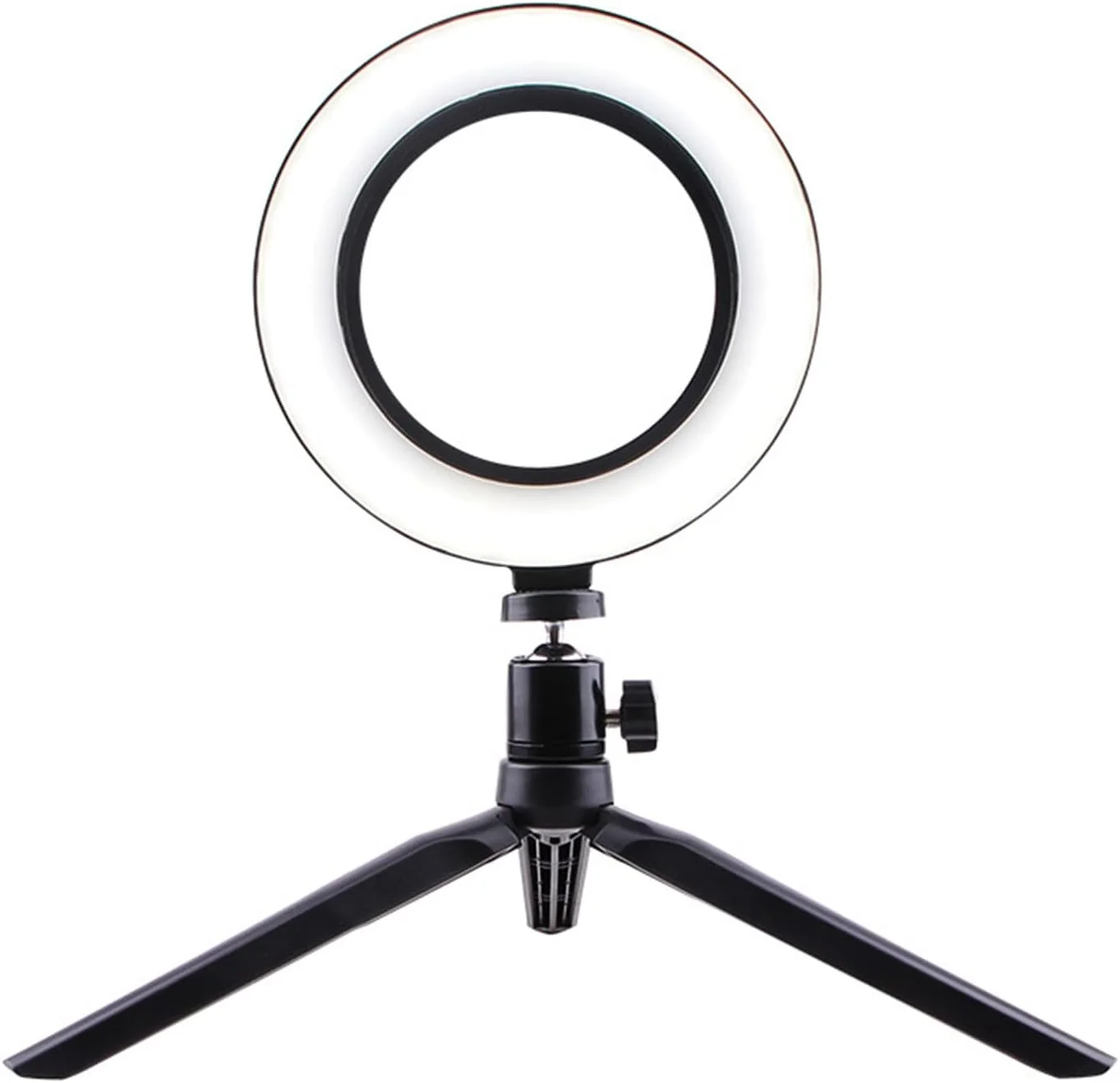 نور حلقه ای ال ای دی 160 میلی متری J/E، نور پرکننده، نور سلفی ال ای دی عکاسی، لامپ تلفن دوربین دیمر پذیر با سه پایه رومیزی، تغذیه از طریق USB برای پخش زنده/آرایش