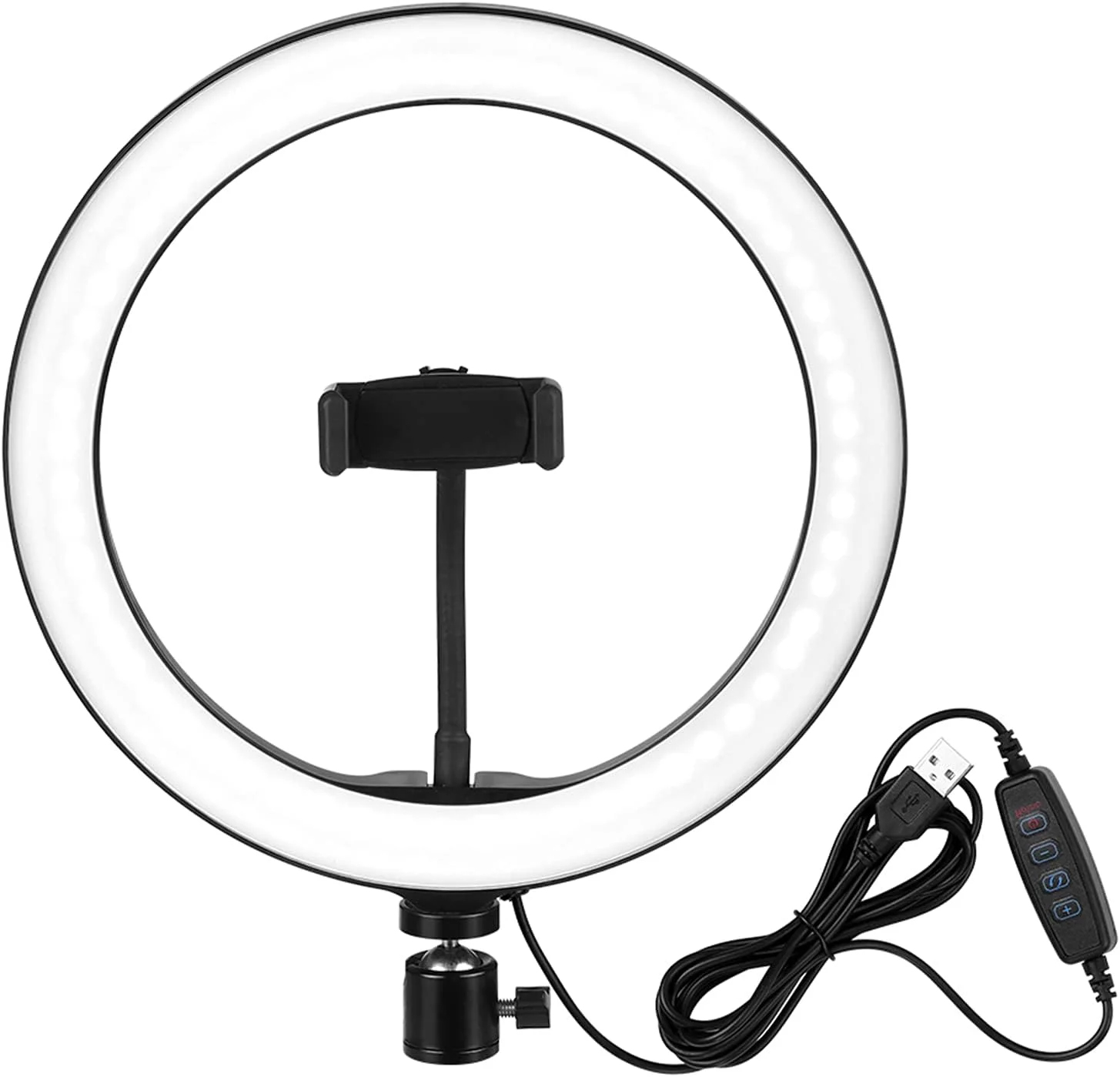 نور حلقه ای ال ای دی 10.2 اینچی 3200K-5500K با قابلیت تنظیم نور، چراغ رومیزی دوربین با 3 حالت نور و 10 روشنایی قابل تنظیم برای پخش زنده، سلفی، آرایش، ویدیوهای یوتیوب، ولاگ و عکاسی