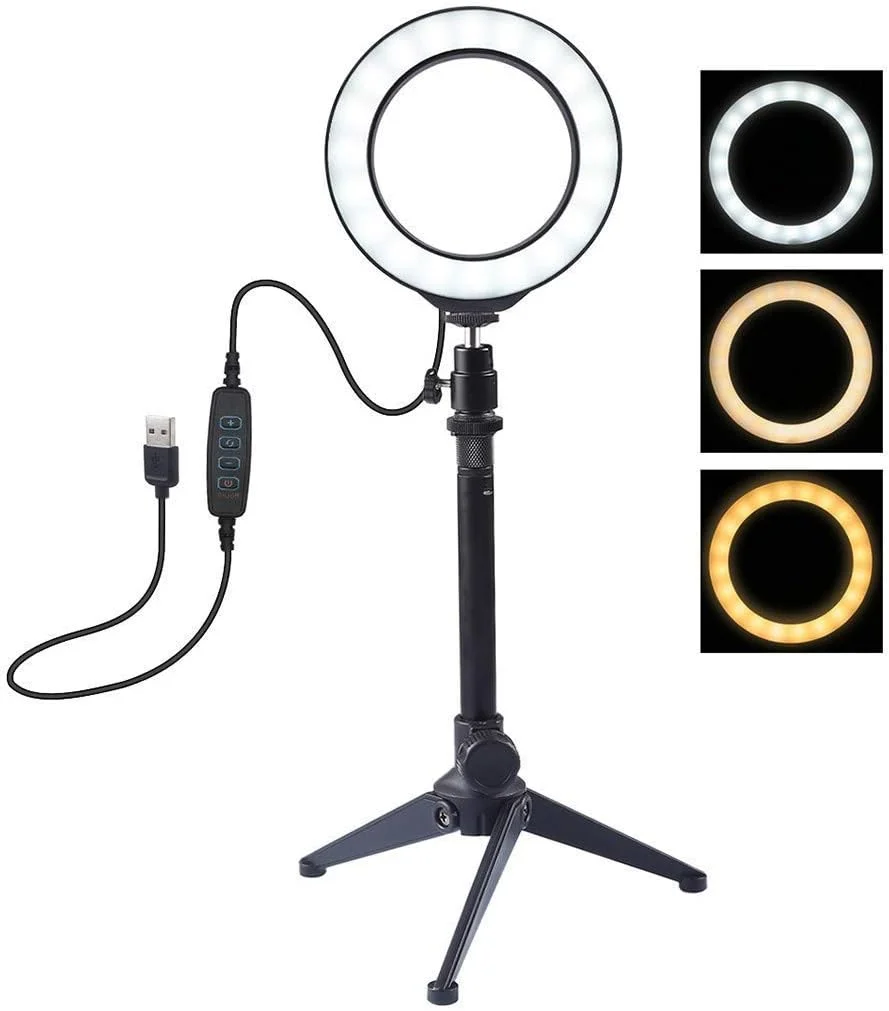 حلقه نور ال ای دی کوچک 5 اینچی با پایه سه پایه تلسکوپی، نور سلفی ال ای دی قابل حمل و کم نور، 3 حالت نور، 10 سطح روشنایی حلقه نور ال ای دی کوچک 5 اینچی با پایه سه پایه تلسکوپی، نور سلفی ال ای دی قابل حمل و کم نور، 3 حالت نور، 10 سطح روشنایی