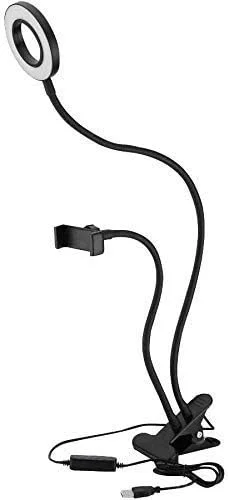 حلقه نور LED با کابل USB، حلقه نور سلفی قابل حمل 360 درجه؛ نگهدارنده رومیزی بازوی بلند، نور پرکننده LED برای سلفی/آرایش/ویدیوهای یوتیوب/ولاگ/پخش زنده
