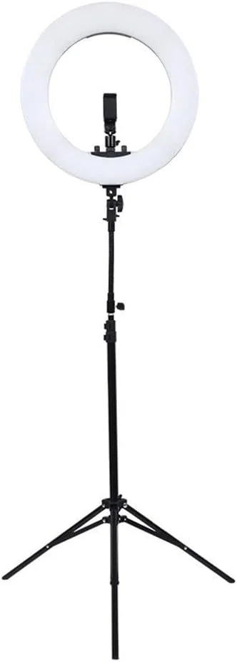 رینگ لایت 21 اینچی نور پرکننده زنده، نورپردازی ال ای دی حلقه ای سلفی موبایل برای زیبایی و جوانسازی پوست، مناسب پرتره، ویدیو و آرایش (مشکی، 54x8x55 سانتی متر)