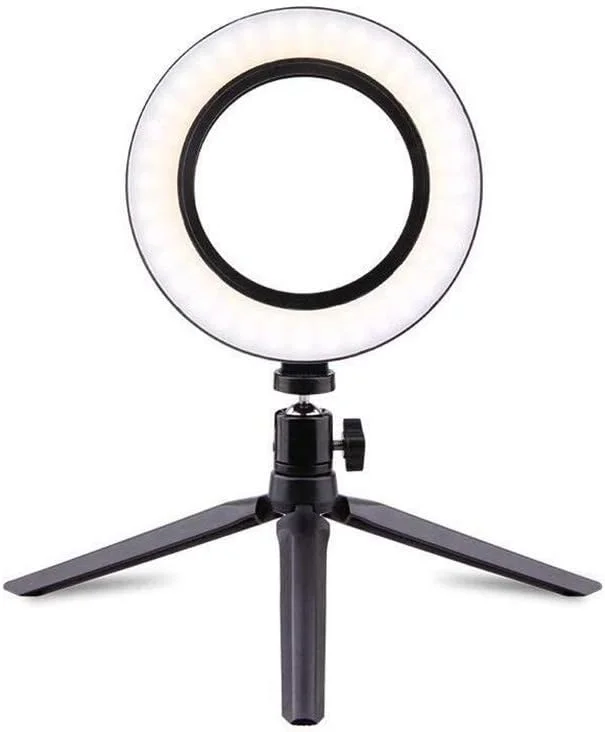 حلقه نور سلفی دیمر دار، حلقه نور ال ای دی 10 اینچی با بلوتوث و سه پایه برای عکاسی/آرایش/فیلمبرداری/پخش زنده، 16 سانتی متر + سه پایه