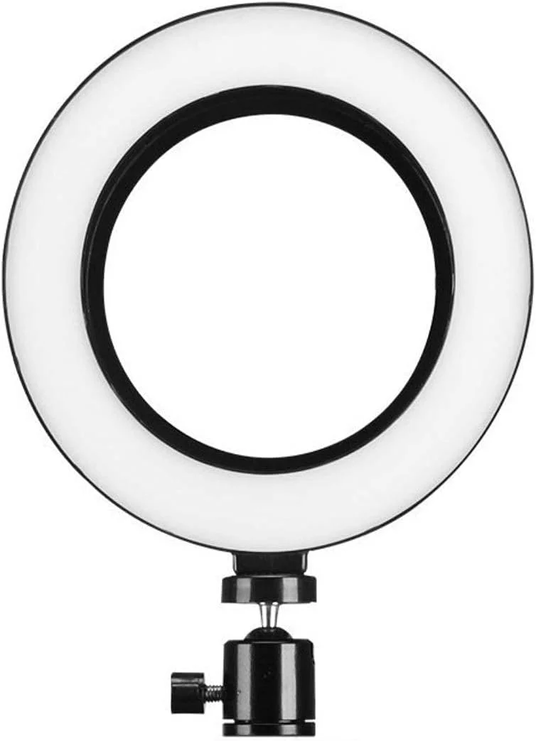 نور حلقه ای LED 6 اینچی با پایه رومیزی سه پایه مناسب برای پخش زنده در یوتیوب/تیک تاک و آرایش (مشکی، 6 اینچ)