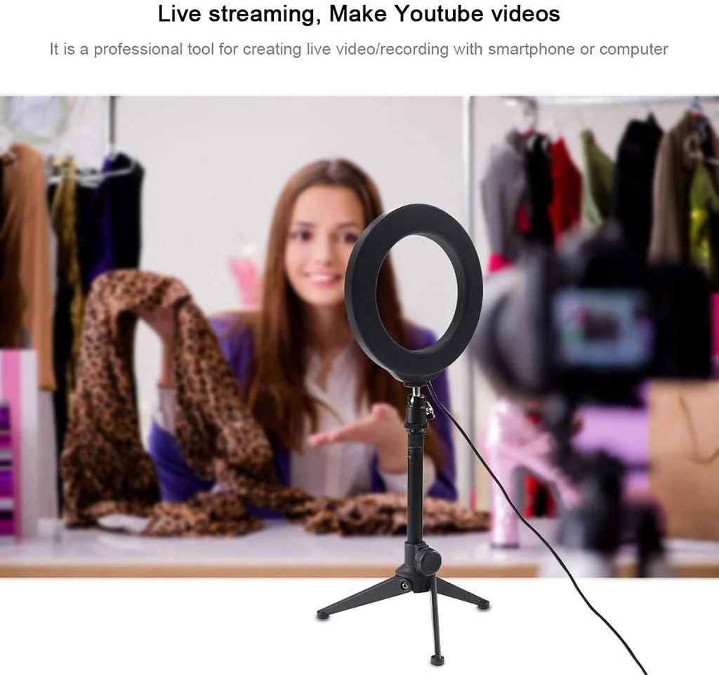 نور حلقه ای رومیزی 6 اینچی Samnuerly با پایه سه پایه، 3 حالت نور، 10 سطح روشنایی، نور پرکننده LED قابل تنظیم قابل حمل برای وبلاگ نویسی، ویدیوهای یوتیوب، آرایش و پخش زنده نور حلقه ای رومیزی 6 اینچی Samnuerly با پایه سه پایه، 3 حالت نور، 10 سطح روشنایی، نور پرکننده LED قابل تنظیم قابل حمل برای وبلاگ نویسی، ویدیوهای یوتیوب، آرایش و پخش زنده