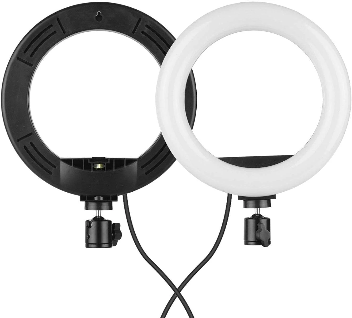 حلقه نور ال ای دی 8 اینچی با نگهدارنده گوشی موبایل و هد توپی، 10 وات، دمای رنگی 2700-5500K قابل تنظیم برای پخش زنده و آرایش (مشکی، نوع 2)