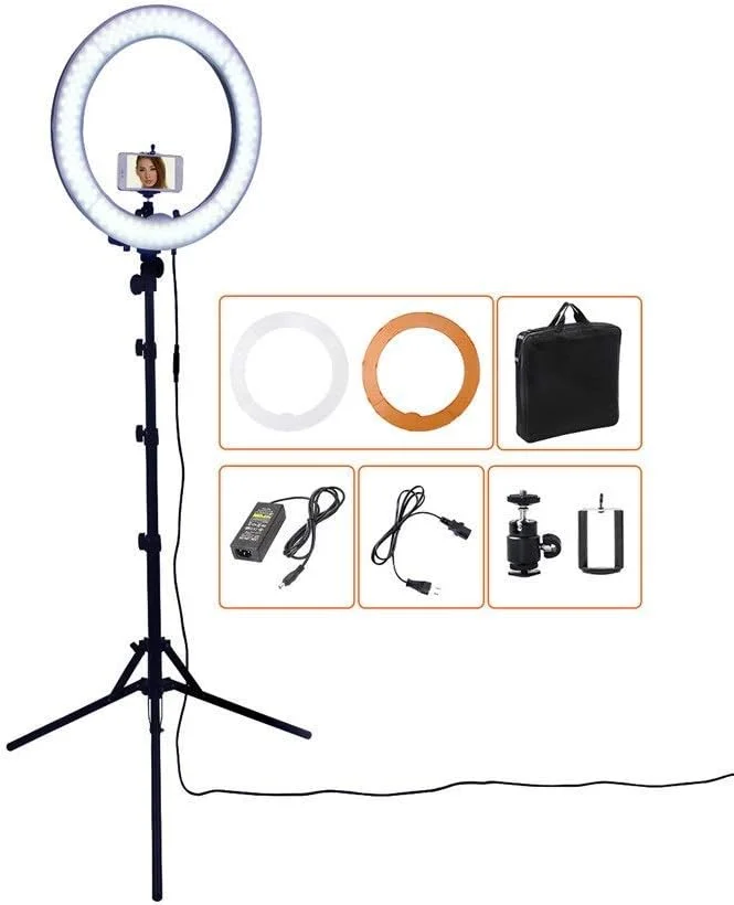 حلقه نور ال ای دی 240 تایی برای عکاسی، لایو، سفید کردن پوست برای پرتره، ویدیو و آرایش (مشکی، 82x50x10 سانتی متر)