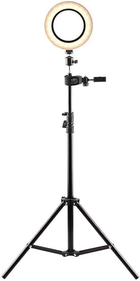 نور حلقه ای سلفی 6 اینچی Samnuerly با پایه سه پایه و نگهدارنده تلفن برای پخش زنده/آرایش، نور حلقه ای زیبایی دوربین LED با قابلیت تنظیم نور، سه رنگ قابل تنظیم
