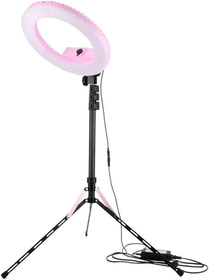 حلقه نور ال ای دی، نور پرکننده برای عکاسی، چراغ زیبایی، مناسب آرایش، پخش زنده و نگهدارنده لامپ برای آرایش ویدئویی پرتره (صورتی، 50x20x50 سانتی متر)