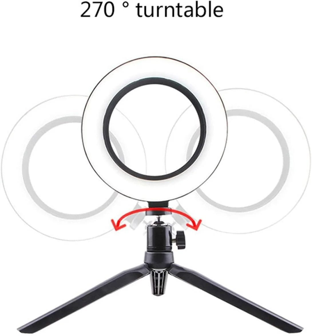 حلقه نور ال ای دی 10 اینچی SMD، چراغ استودیویی قابل تنظیم نور به همراه سه پایه، مناسب برای پخش زنده، آرایش و عکاسی سلفی (سفید، 10 اینچ)