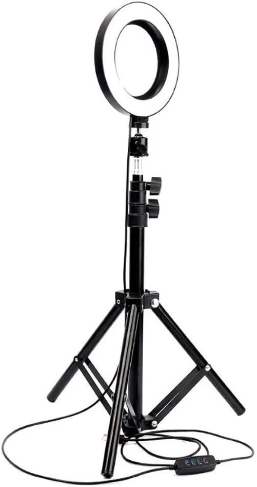 حلقه نور LED Samnuerly با رابط کاربری، چراغ های حلقه ای قابل تنظیم با چرخش 360 درجه، چراغ های استریمر با منبع تغذیه USB و غیره (اندازه: همراه با سه پایه)