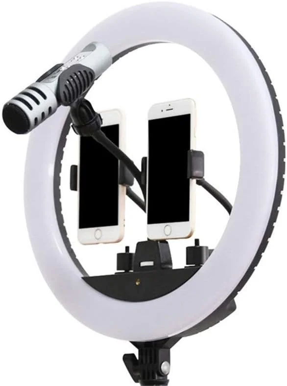 نور حلقه ای 18 اینچی Samnuerly، نور پرکننده زنده، نور لنگر، نور زیبایی، نور عکاسی تاتو، نور سلفی تلفن همراه برای آرایش ویدئویی پرتره (مشکی، 50x40x10 سانتی متر)