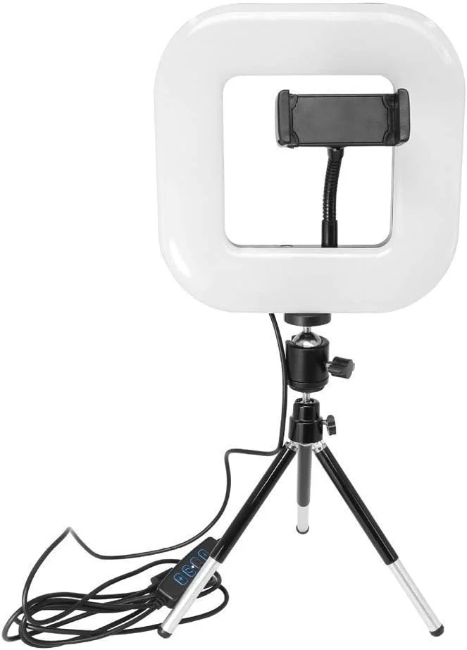 نور حلقه ای Samnuerly با سه پایه، 72 ال ای دی 6000K قابل تنظیم، نور پرکننده حلقه ای استودیویی مربعی برای عکس و فیلم، لامپ حلقوی، میله قابل تنظیم، نگهدارنده تلفن جهانی، بدون خیرگی