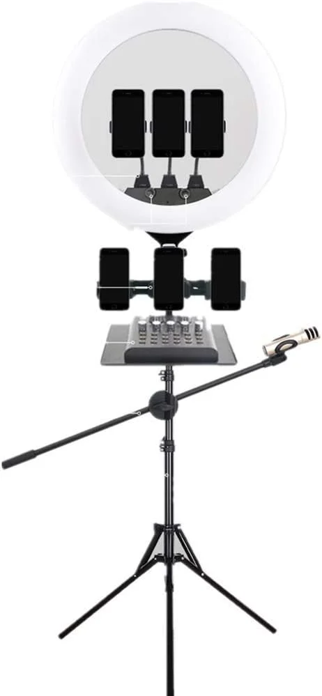 نور حلقه ای Samnuerly 22 اینچی G63 LED، نور پر کننده، پایه نگهدارنده موبایل برای پخش زنده، حلقه زیبایی سلفی، عکاسی پرتره، ویدیو، آرایش (مشکی، 226x56 سانتی متر)