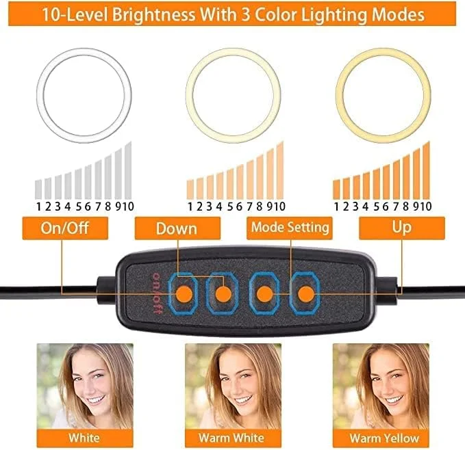 حلقه نور 14 اینچی به همراه سه پایه