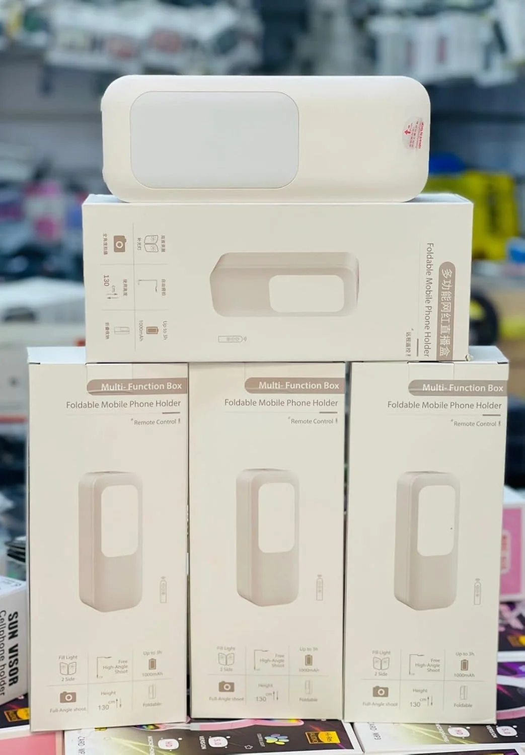 پایه سلفی قابل تمدید Aries LTD با چرخش 360 درجه به همراه نگهدارنده تلفن، چراغ LED تاشو بی سیم قابل شارژ با 7 سطح روشنایی برای پخش زنده/یوتیوب/تیک تاک/ضبط ویدیو/عکاسی/مطالعه