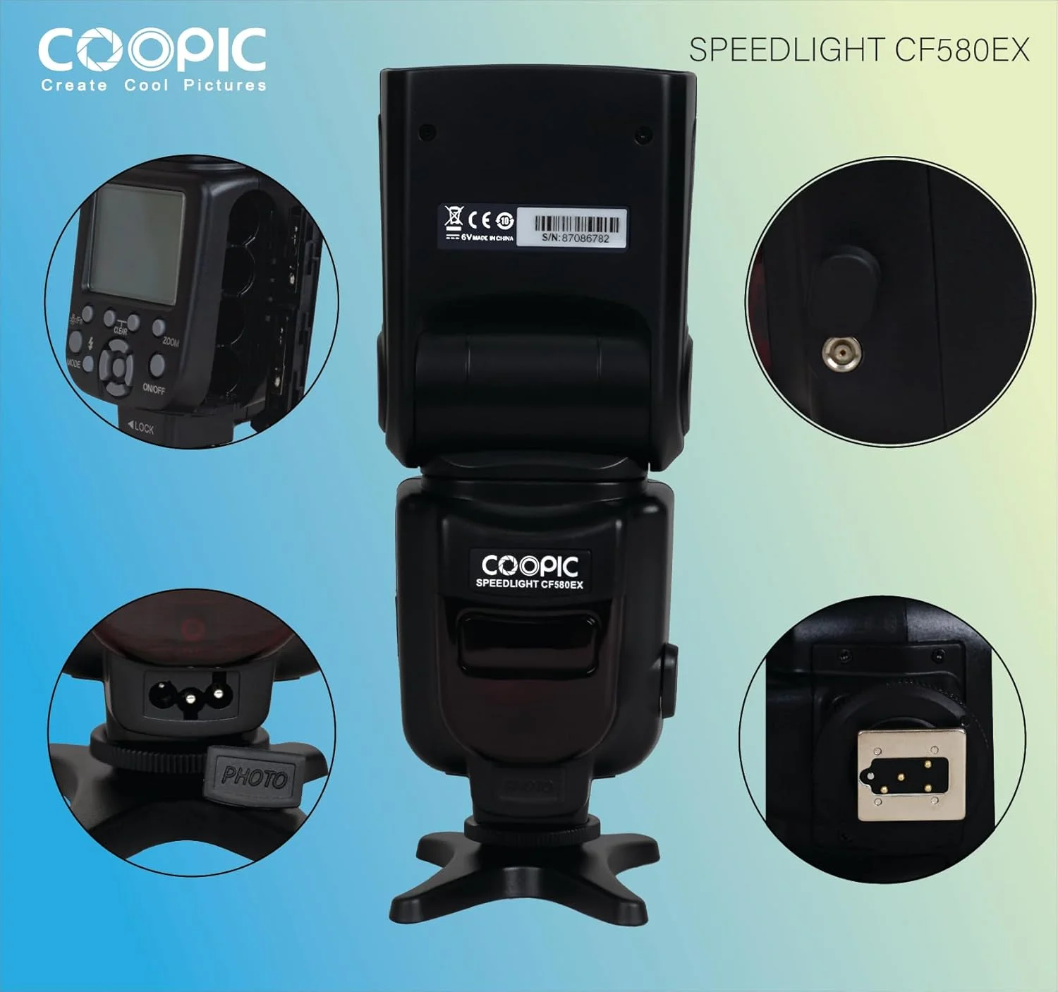 فلاش اسپیدلایت CF580EX N با صفحه نمایش LCD و GN56 5500K TTL سازگار با دوربین های نیکون