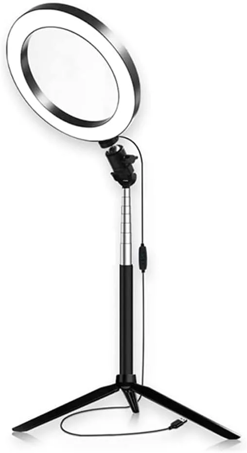 نور حلقه ای LED با قابلیت تنظیم نور، نور حلقه ای سلفی با پایه، نور دایره ای برای تلفن، پخش زنده، آرایش، سه پایه پایدار با قابلیت تنظیم ارتفاع، 3200-5700K قابل تنظیم