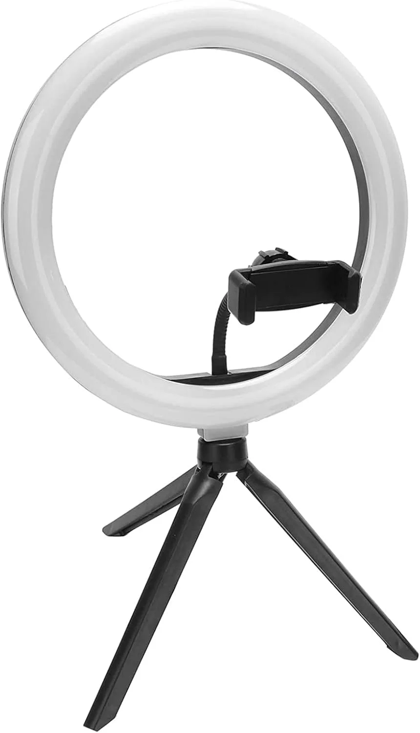نور حلقه ای LED، نور حلقه ای سلفی، با پایه سه پایه نگهدارنده تلفن، رنگ و روشنایی قابل تنظیم برای آرایش عکاسی، نورپردازی کنفرانس ویدیویی