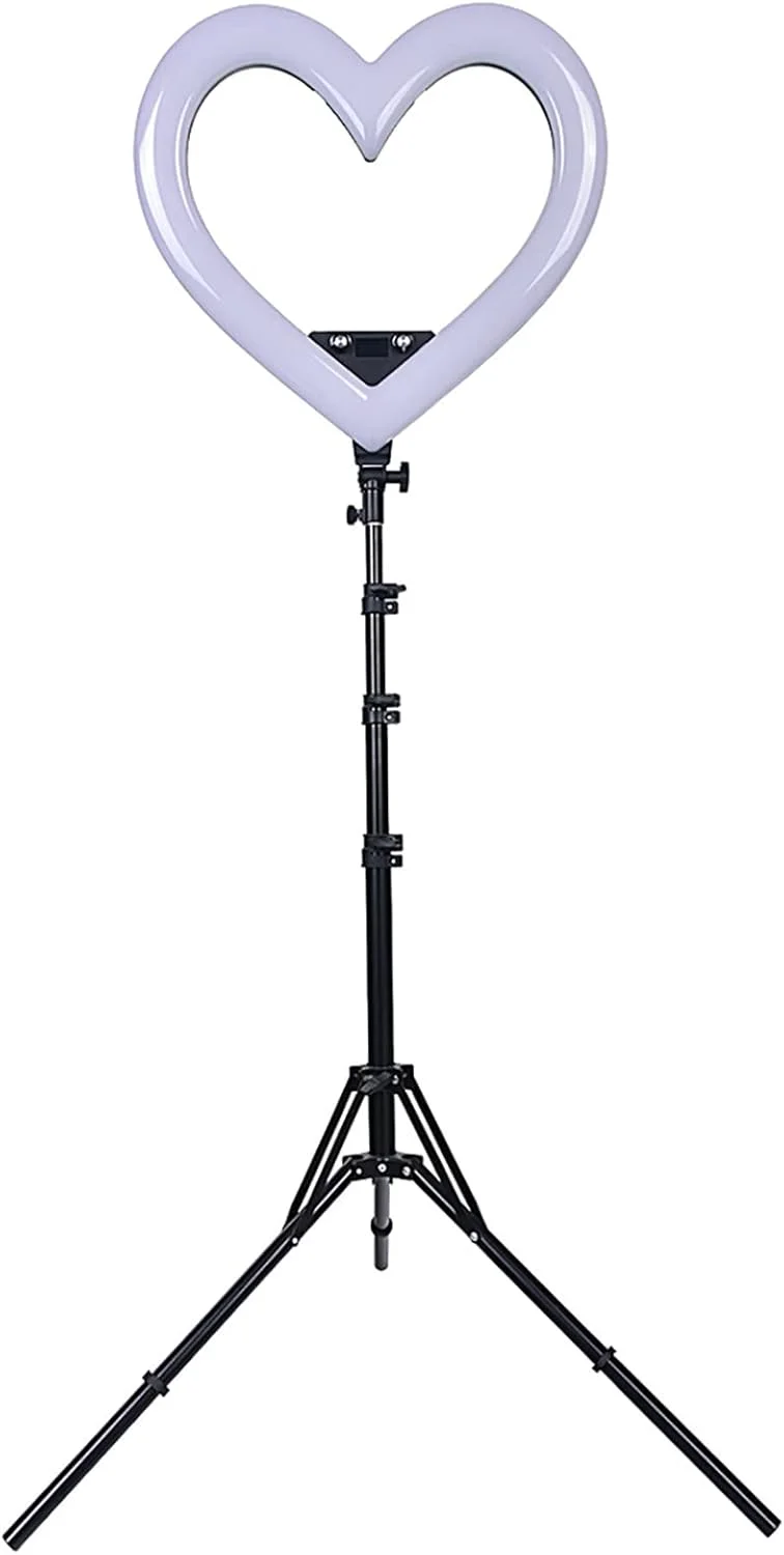 نور پرکننده RGB طرح قلب، پایه نگهدارنده موبایل برای پخش زنده، زاویه قابل تنظیم 360 درجه، سازگار با تقریبا تمام گوشی‌های هوشمند