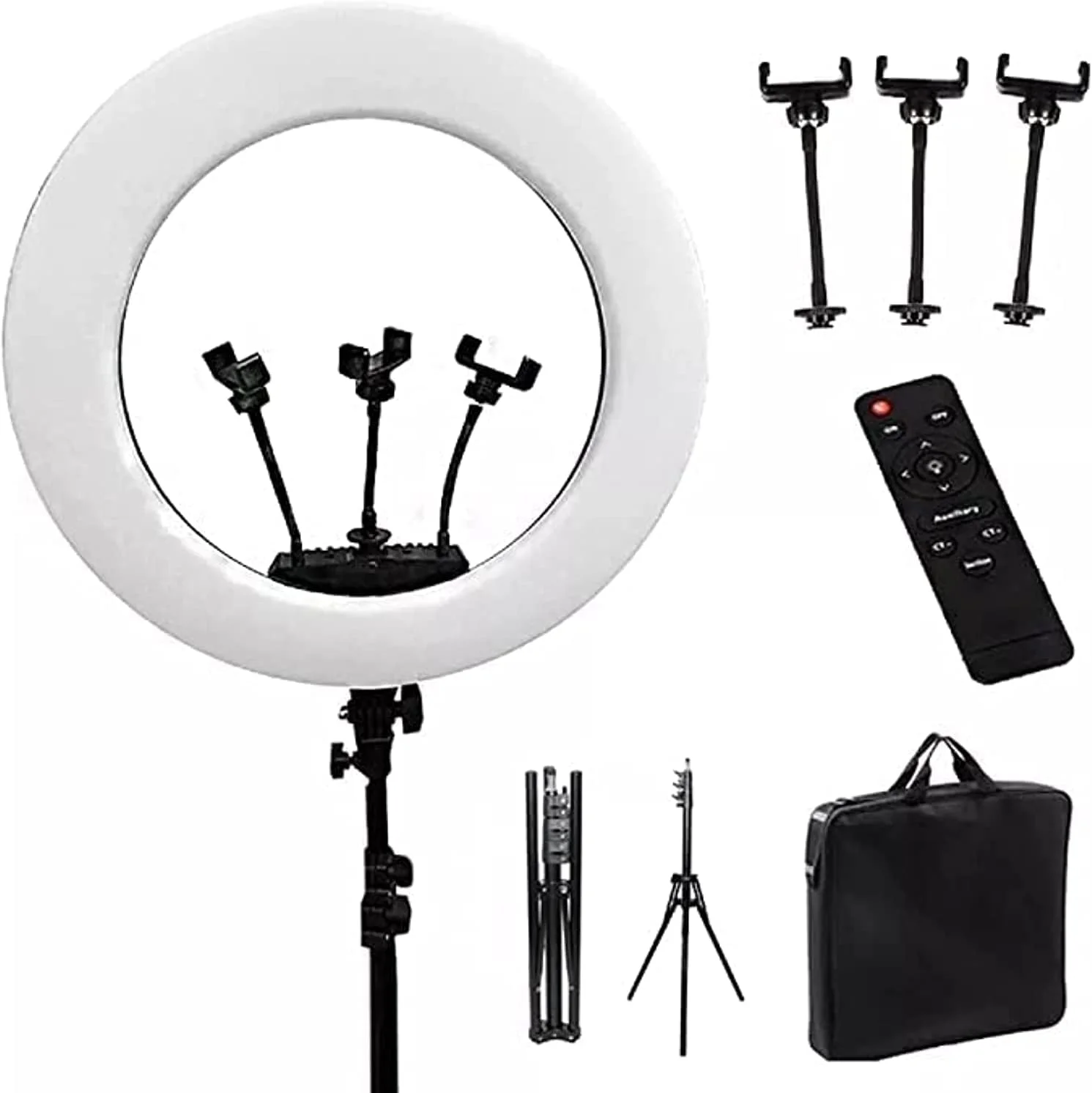 رینگ لایت YU WELL، نور سلفی برای موبایل و عکاسی 21 اینچ. رینگ آینه سلفی قابل حمل برای تماس ویدیویی، ضبط ویدیو و کلاس های آنلاین با سه پایه و 3 پایه نگهدارنده