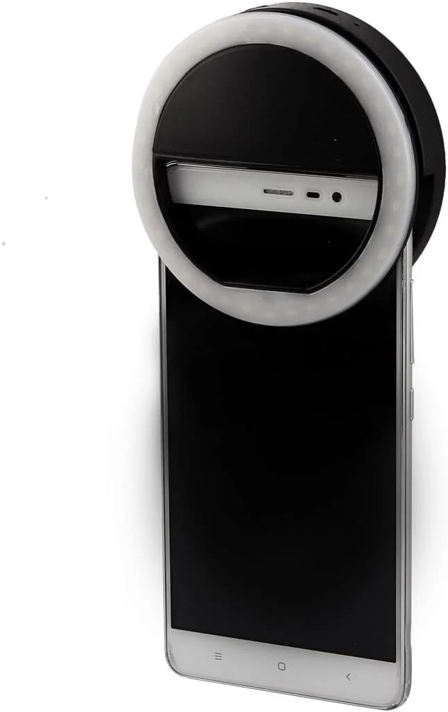 نور حلقه ای 36 LED با 3 سطح روشنایی قابل تنظیم، باطری خور، مشکی، مناسب برای گوشی های هوشمند اندروید