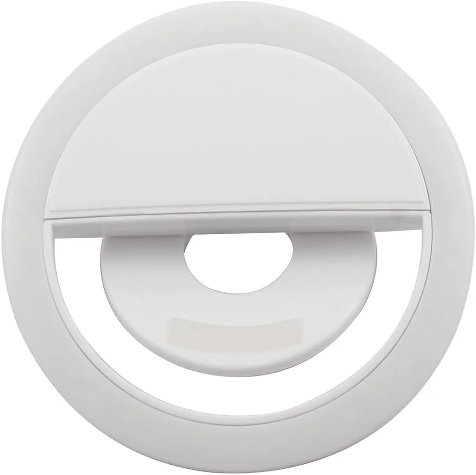 چراغ حلقه ای LED گیره ای قابل حمل با 3 سطح روشنایی برای تبلت و موبایل - سفید