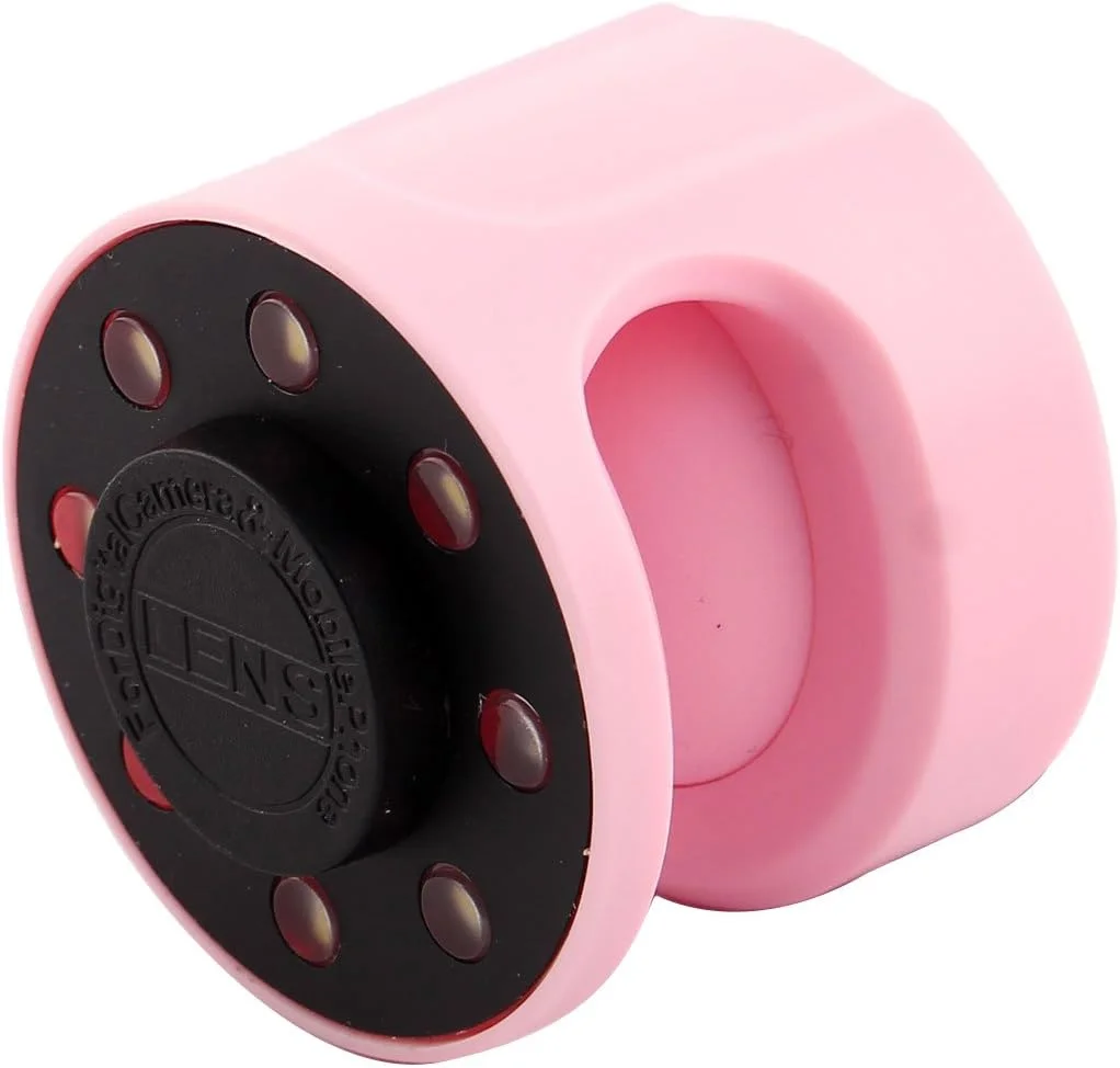 حلقه نور کوچک LED با ۸ چراغ و ۴ سطح روشنایی قابل تنظیم، شارژی، صورتی، مناسب برای گوشی هوشمند و لپ تاپ