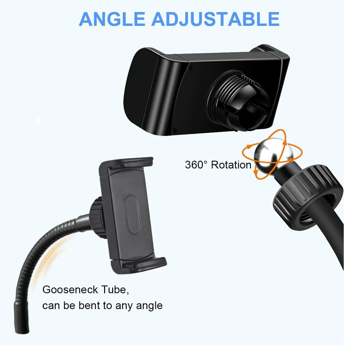 بسته 2 عددی نگهدارنده گوشی رینگ لایت یونیورسال، اتصال انعطاف پذیر رینگ لایت به گوشی با کفشک و آداپتور 1/4، پایه نگهدارنده گوشی برای رینگ لایت و جایگزینی پایه سه پایه