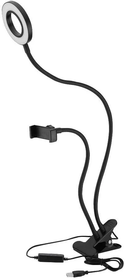 نور حلقه ای سلفی قابل حمل 360 درجه با بازوی بلند و نگهدارنده رومیزی LED به همراه نگهدارنده تلفن همراه برای پخش زنده/آرایش/فیلم های یوتیوب/عکاسی