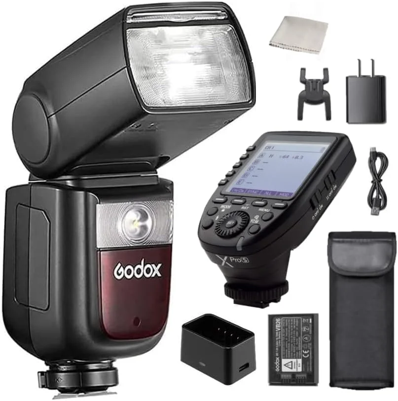 مجموعه فلاش گودکس V860III-S و تریگر XPro-S سازگار با دوربین سونی 2.4G HSS 1/8000 GN60 بازیافت 1.5 ثانیه 480 فلاش با قدرت کامل (V860III-S + XPro-S)