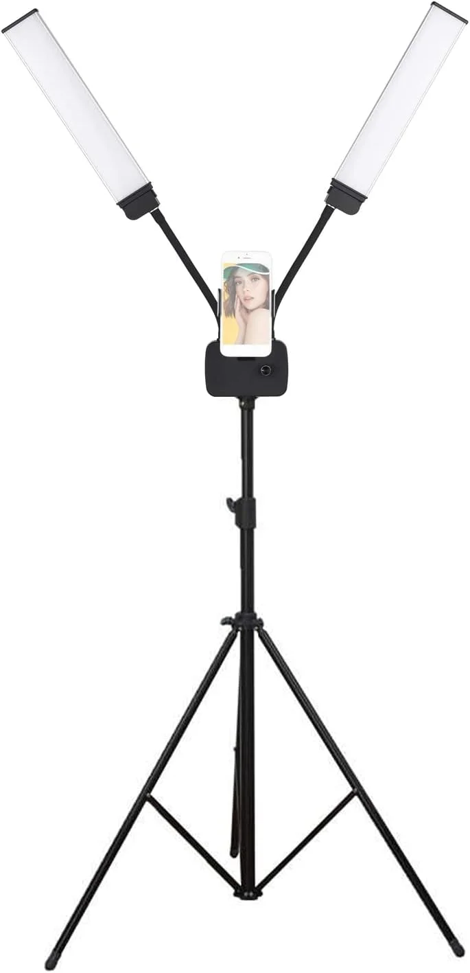 نور حلقه ای LED Brunson با دو بازو، نورپردازی عکاسی 3000-6000K به همراه سه پایه برای تلفن، دوربین، آرایش و یوتیوب