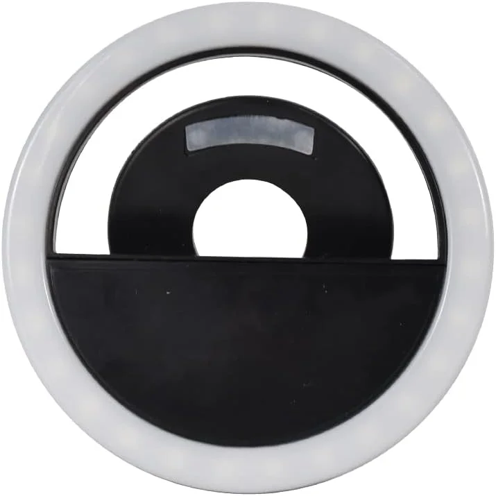 نور حلقه ای سلفی، نور سلفی گیره ای قابل حمل و شارژ (مشکی)