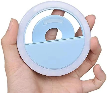 نور حلقه ای سلفی، نور سلفی گیره ای قابل حمل قابل شارژ (آبی)