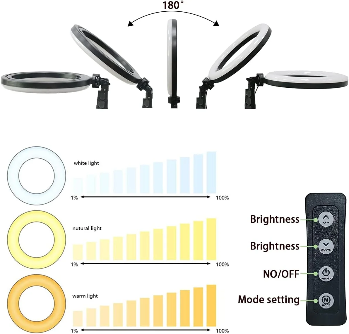 حلقه نور هاتو با پایه سه پایه قابل افزایش، چراغ های دایره ای سلفی LED با قابلیت تنظیم نور با نگهدارنده تلفن مناسب برای TikTok/عکاسی/ویدیوهای YouTube/پخش زنده/آرایش، سازگار با تلفن های iOS و Android (12 اینچ)