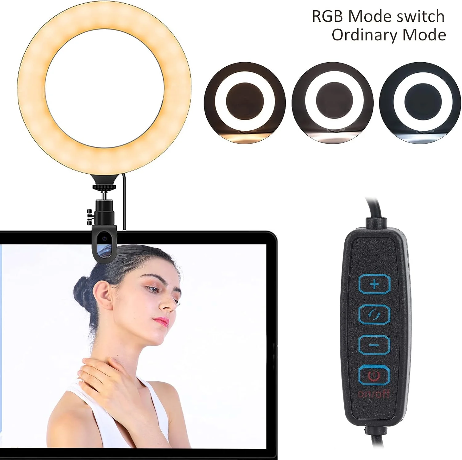 نور پرکننده، نور LED با 10 سطح روشنایی، منبع تغذیه USB قابل تنظیم 3000-6000K برای ویدیو نور پرکننده، نور LED با 10 سطح روشنایی، منبع تغذیه USB قابل تنظیم 3000-6000K برای ویدیو