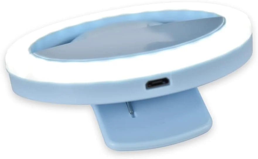 نور حلقه ای سلفی، نور سلفی گیره ای قابل حمل قابل شارژ (آبی)