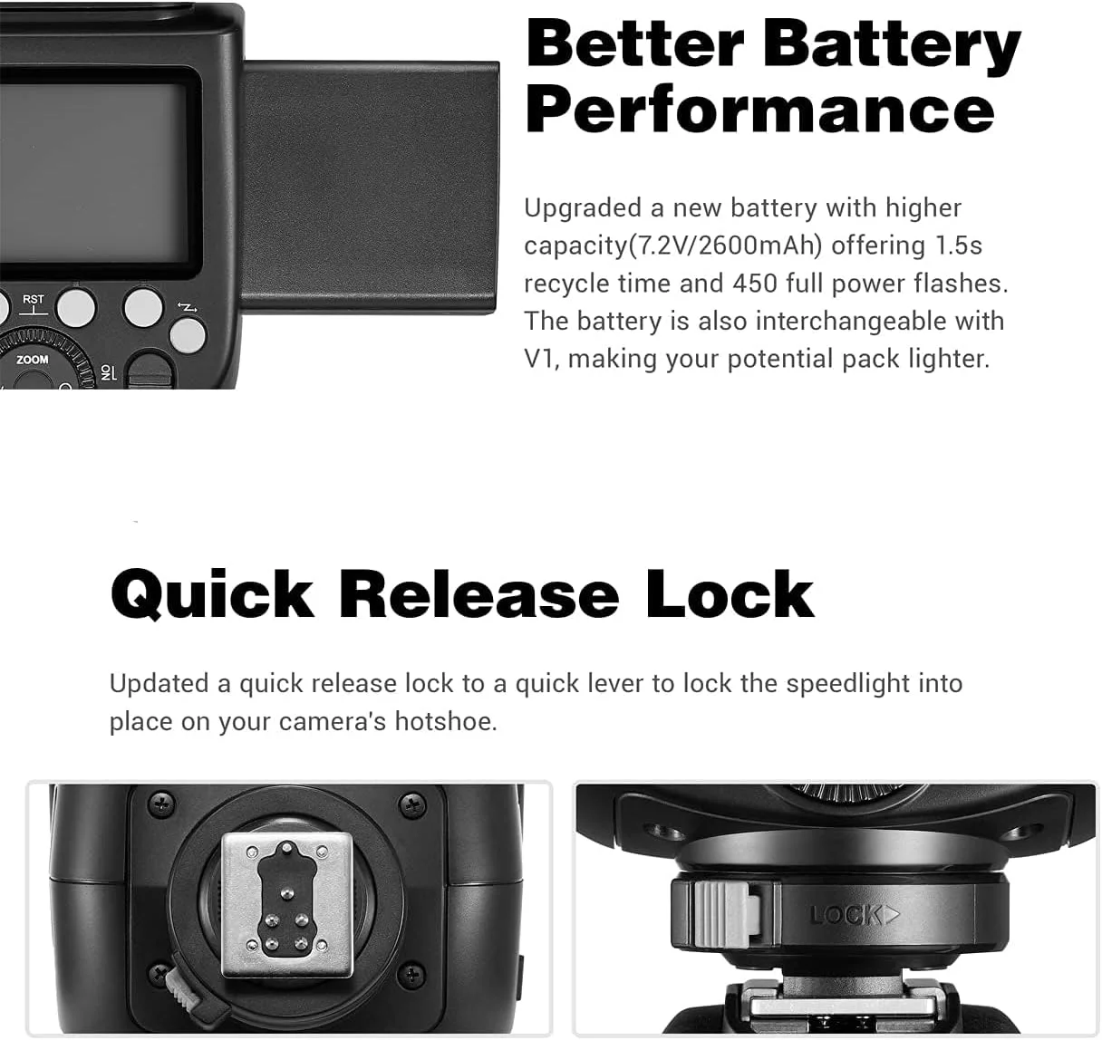 فلاش دوربین گودوکس V860III-F TTL 2.4G GN60 HSS با نور مدلینگ 10 سرعته قابل تنظیم، سوئیچ یک کلیدی TTL + فرستنده تریگر گودوکس X2T-F برای دوربین فوجی