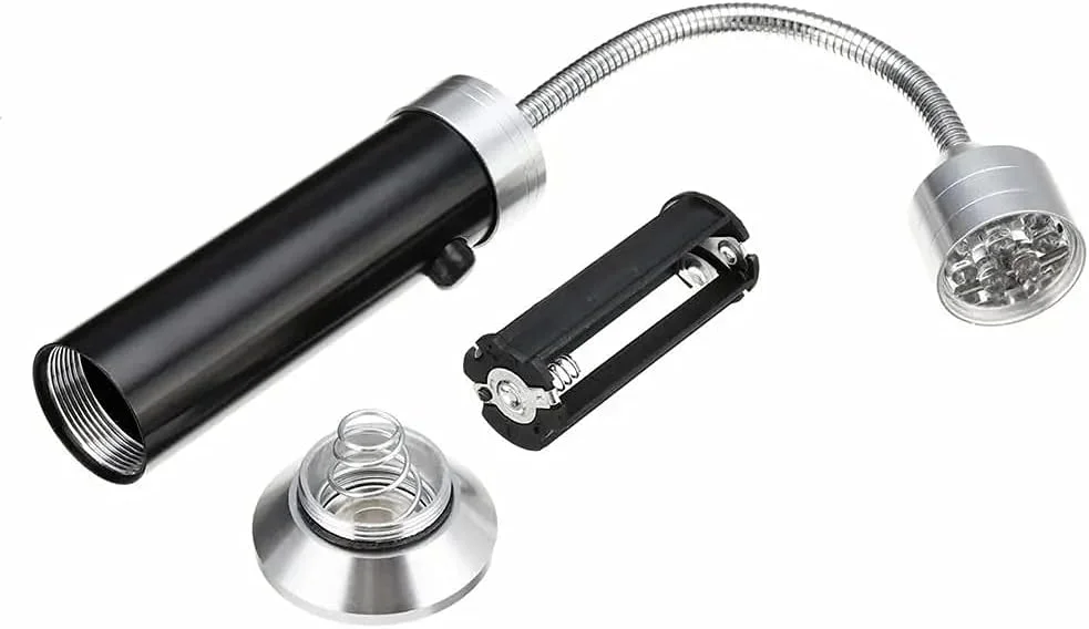 چراغ گریل باربیکیو Domary با 9 ال ای دی، پایه مغناطیسی، چراغ ابزار با جعبه پلاستیکی، چراغ قوه، چراغ شب با شلنگ انعطاف پذیر، چراغ ال ای دی برای باربیکیو خانگی، کمپینگ در فضای باز، مشکی، 2 عدد